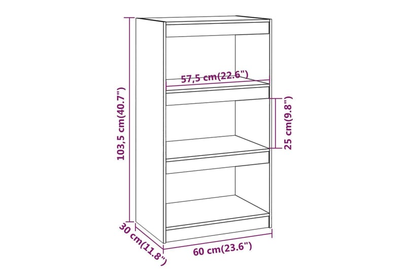 Bokhylla/rumsavdelare grå 60x30x103,5 cm massiv furu - Grå - Förvaring - Hylla - Bokhylla