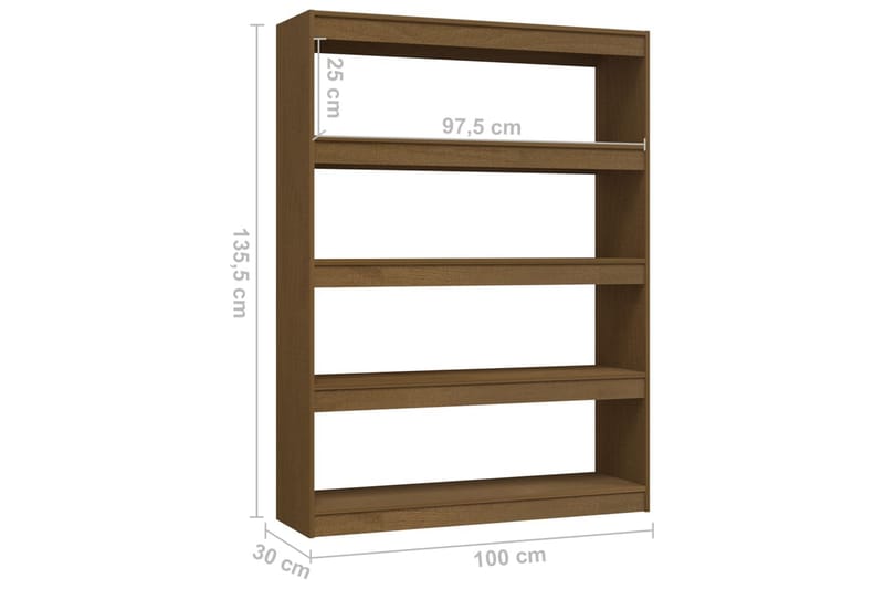 Bokhylla/Rumsavdelare honungsbrun 100x30x135,5 cm furu - Honung - Förvaring - Hylla - Bokhylla