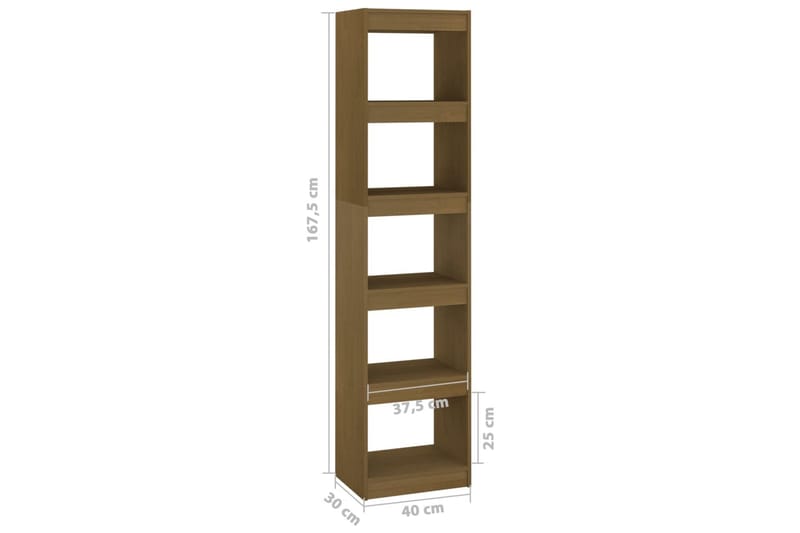 Bokhylla/rumsavdelare honungsbrun 40x30x167,5 cm massiv furu - Honung - Förvaring - Hylla - Bokhylla