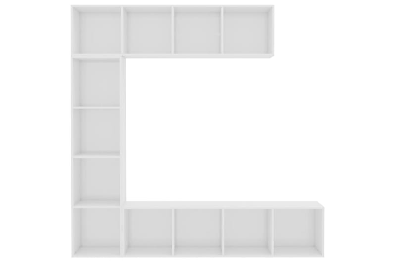 Bokhylla/TV-bänk 3 delar set vit högglans 180x30x180 cm - Vit högglans - Förvaring - Hylla - Bokhylla