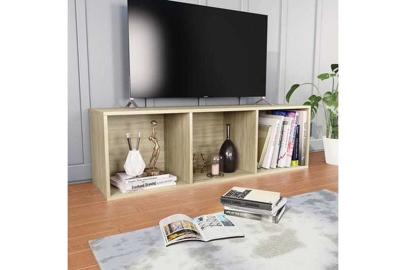 Bokhylla/TV-bänk sonoma-ek 36x30x114 cm spånskiva - Brun - Förvaring - Hylla - Bokhylla