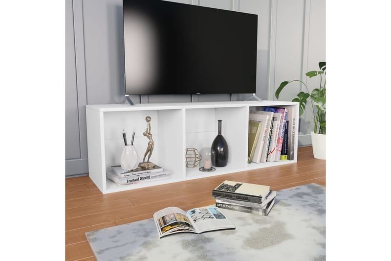 Bokhylla/TV-bänk vit 36x30x114 cm spånskiva - Vit - Förvaring - Hylla - Bokhylla