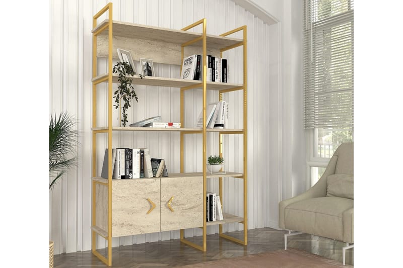 Bokhylla Santanea 120 cm - Beige/Guld - Förvaring - Hylla - Bokhylla