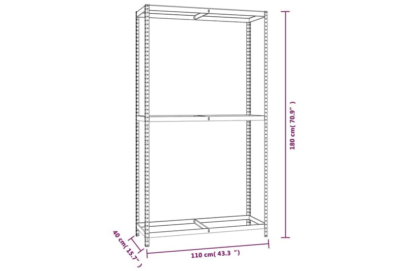 beBasic Däckställ 2 hyllplan silver 4 st 110x40x180 cm stål - Silver - Förvaring - Hylla - Förvaringshylla - Lagerhylla