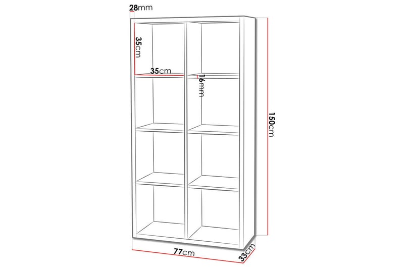 Franzine Bokhylla 77 cm - Vit - Förvaring - Hylla - Bokhylla