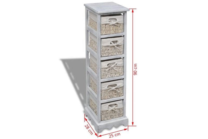 Förvaringshylla med 5 korgar trä vit - Vit - Förvaring - Hylla - Steghylla & trapphylla