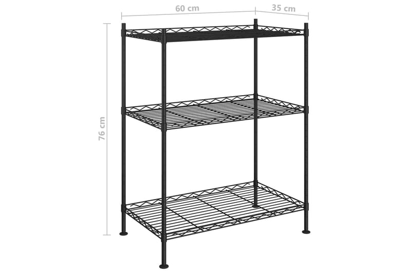 Förvaringshylla med 3 hyllplan 60x35x76 svart 150 kg - Svart - Förvaring - Hylla - Vägghylla