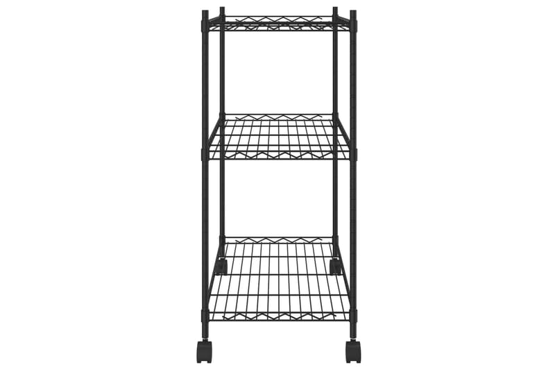 Förvaringshylla med hjul 3 hyllplan 60x35x81 svart 150 kg - Svart - Förvaring - Hylla - Vägghylla