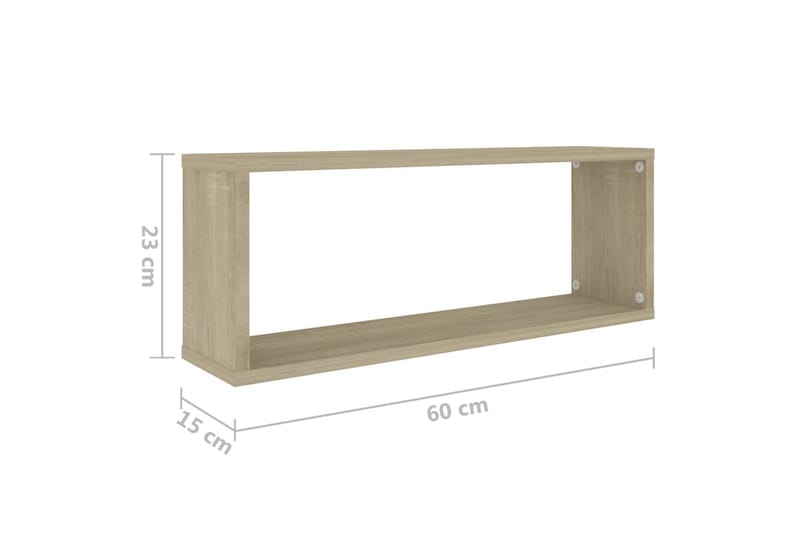 Vägghylla kubformad 4 st sonoma-ek 60x15x23 cm spånskiva - Ek - Förvaring - Hylla - Vägghylla