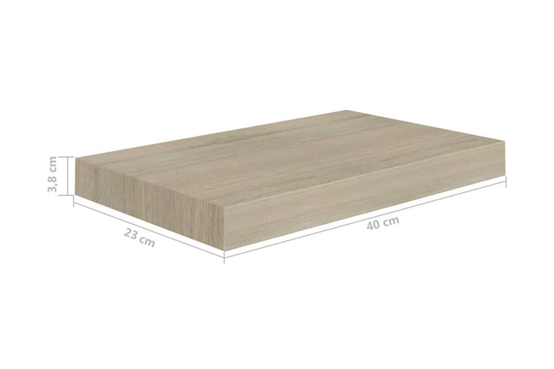 Svävande vägghyllor 2 st ek 40x23x3,8 cm MDF - Brun - Förvaring - Hylla - Vägghylla