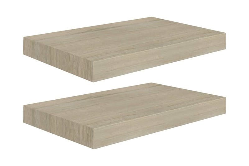 Svävande vägghyllor 2 st ek 40x23x3,8 cm MDF - Brun - Förvaring - Hylla - Vägghylla