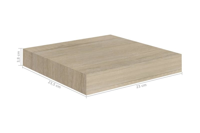 Svävande vägghyllor 4 st ek 23x23,5x3,8 cm MDF - Brun - Förvaring - Hylla - Vägghylla