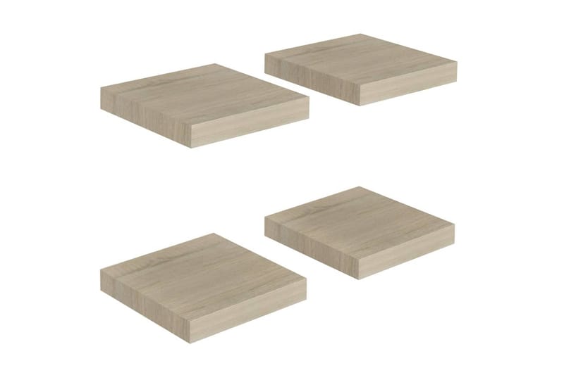 Svävande vägghyllor 4 st ek 23x23,5x3,8 cm MDF - Brun - Förvaring - Hylla - Vägghylla