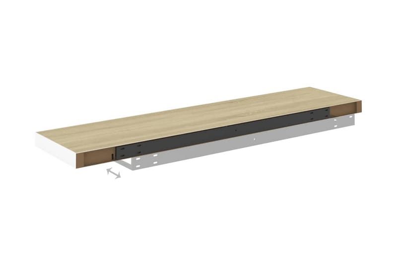 Svävande vägghyllor 4 st ek och vit 100x23,5x3,8 cm MDF - Vit - Förvaring - Hylla - Vägghylla