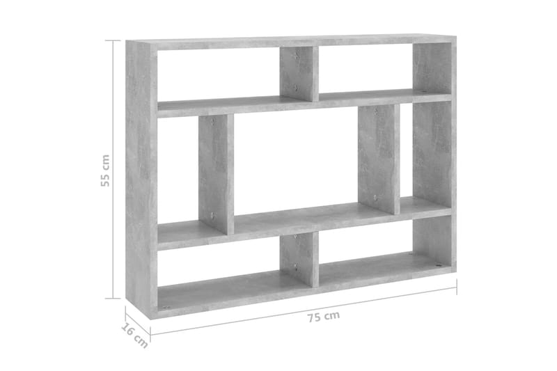 Vägghylla betonggrå 75x16x55 cm spånskiva - Grå - Förvaring - Hylla - Vägghylla