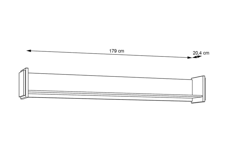 Vägghylla Chepelare 24x187 cm - Brun/Svart - Förvaring - Hylla - Vägghylla
