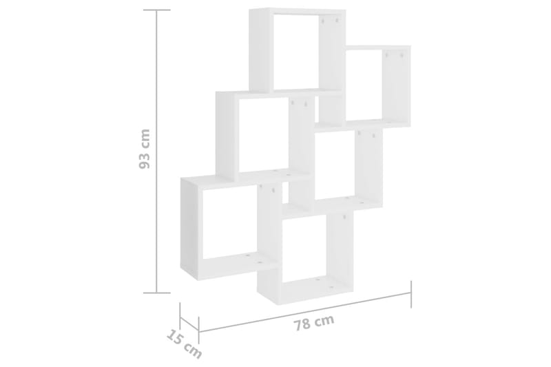 Vägghylla kubformad vit 78x15x93 cm spånskiva - Vit - Förvaring - Hylla - Vägghylla