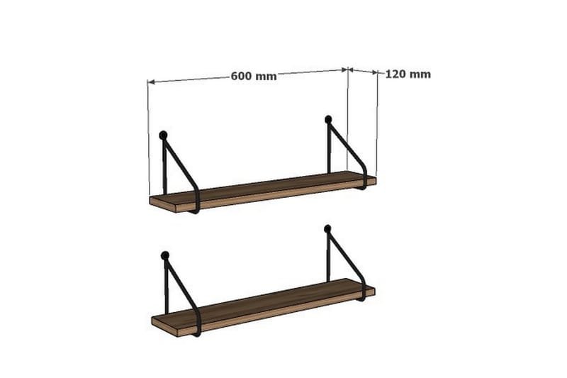 Vägghylla Recoaro 60x12 cm 2 Hyllor - Förvaring - Hylla - Vägghylla