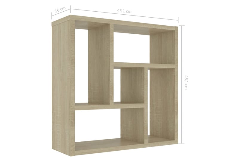 Vägghylla sonoma-ek 45,1x16x45,1 cm spånskiva - Brun - Förvaring - Hylla - Vägghylla