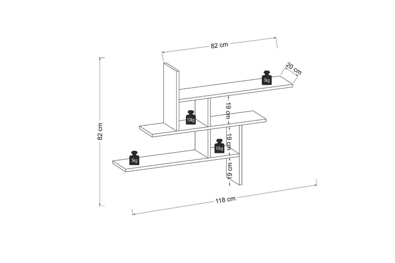 Vägghylla Violaceae 118x82 cm - Brun - Förvaring - Hylla - Vägghylla