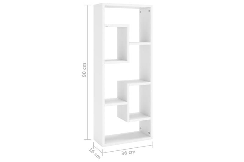 Vägghylla vit 36x16x90 cm spånskiva - Vit - Förvaring - Hylla - Vägghylla