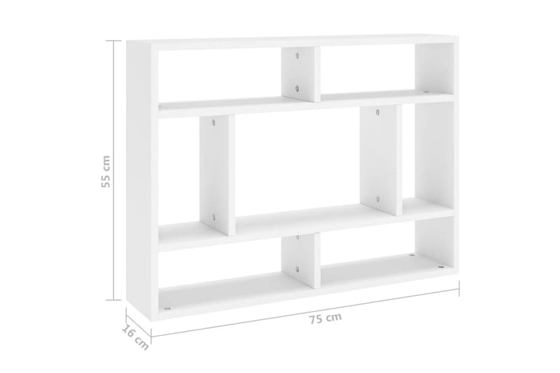 Vägghylla vit 75x16x55 cm spånskiva - Vit - Förvaring - Hylla - Vägghylla