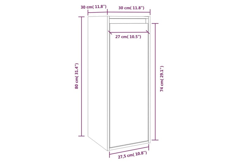 Väggskåp 2 st 30x30x80 cm massiv furu - Vit - Förvaring - Hylla - Vägghylla