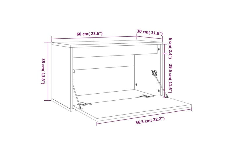 Väggskåp 60x30x35 cm massiv furu svart - Svart - Förvaring - Hylla - Vägghylla