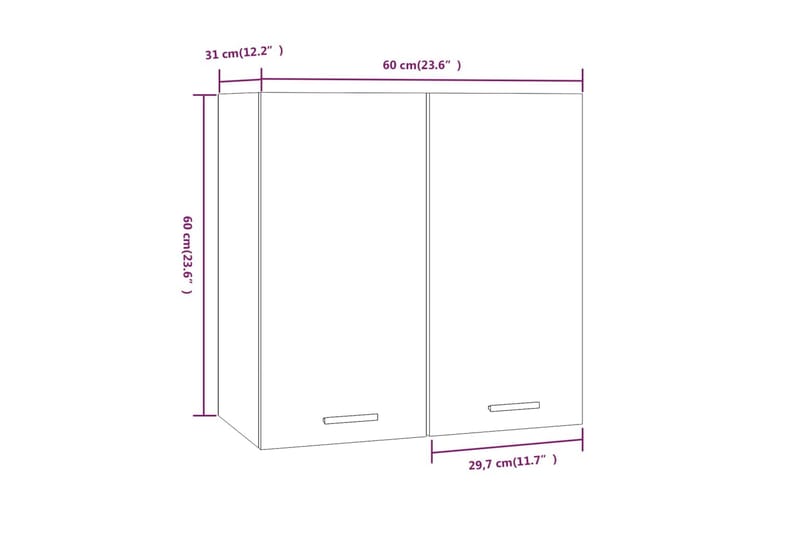 Väggskåp brun ek 60x31x60 cm konstruerat trä - Brun - Förvaring - Hylla - Vägghylla