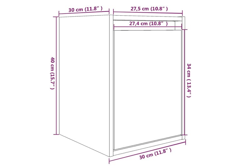 Väggskåp vit 30x30x40 cm massiv furu - Vit - Förvaring - Hylla - Vägghylla