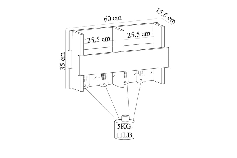 Klädkrok Hollard 16x60 cm - Vit - Förvaring - Klädförvaring - Klädhängare - Krokar