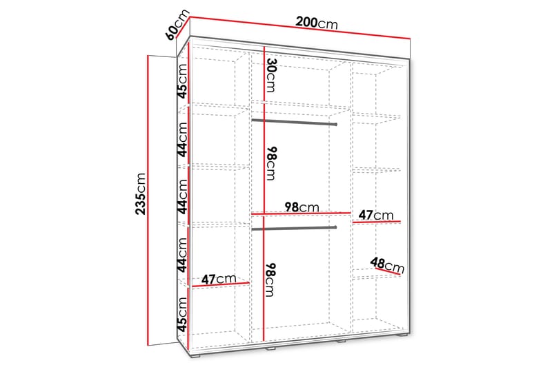 Norrebon Garderob med Spegel 200x235 cm - Beige - Förvaring - Garderober & garderobssystem