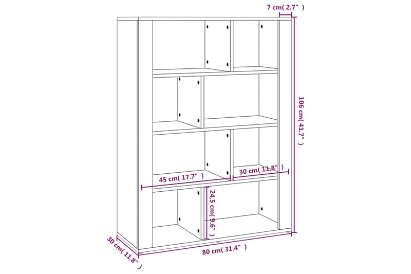 beBasic Förvaringsskåp rökfärgad ek 80x30x106 cm konstruerat trä - Brown - Förvaring - Skåp - Vitrinskåp