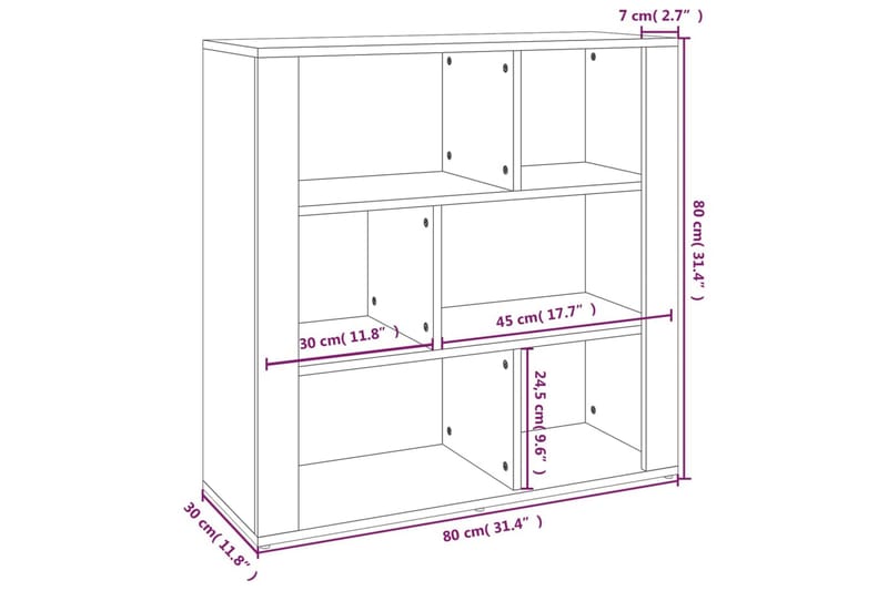 beBasic Förvaringsskåp rökfärgad ek 80x30x80 cm konstruerat trä - Brown - Förvaring - Skåp - Vitrinskåp