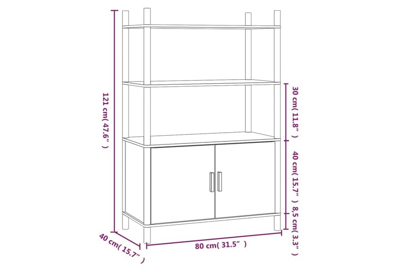 beBasic Högskåp vit 80x40x121 cm konstruerat trä - White - Förvaring - Skåp - Förvaringsskåp