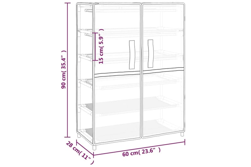 beBasic Skoförvaring 60x28x90 cm svart tyg - Black - Hallförvaring - Skoskåp - Förvaringsskåp