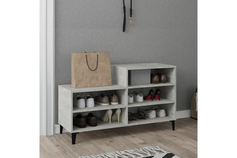 beBasic Skoskåp betonggrå 102x36x60 cm konstruerat trä - Grey - Förvaring - Skoförvaring - Skoskåp