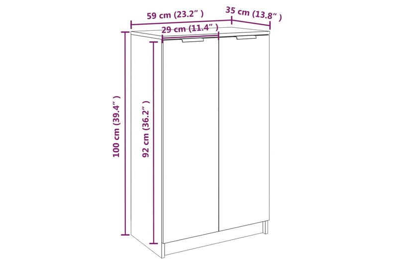 beBasic Skoskåp betonggrå 59x35x100 cm konstruerat trä - Grey - Förvaring - Skoförvaring - Skoskåp