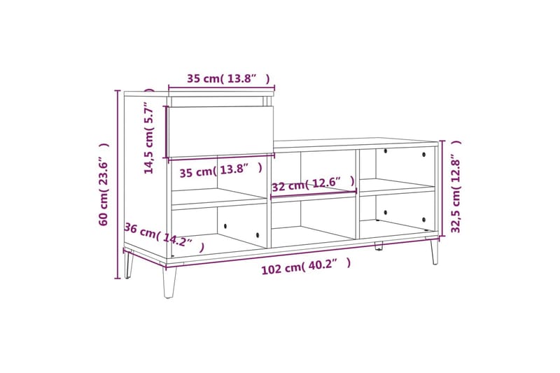 beBasic Skoskåp brun ek 102x36x60 cm konstruerat trä - Brown - Förvaring - Skoförvaring - Skoskåp