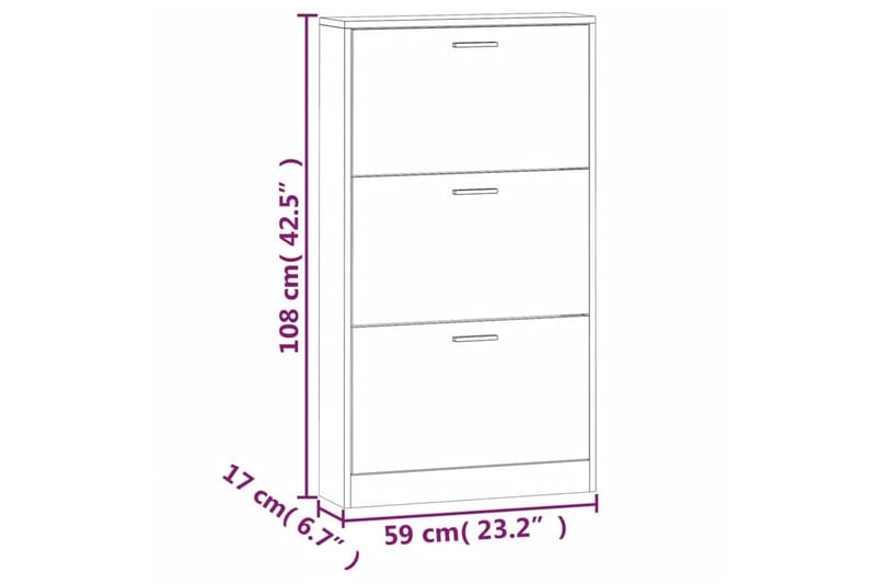 beBasic Skoskåp grå sonoma 59x17x108 cm konstruerat trä - Grey - Förvaring - Skoförvaring - Skoskåp