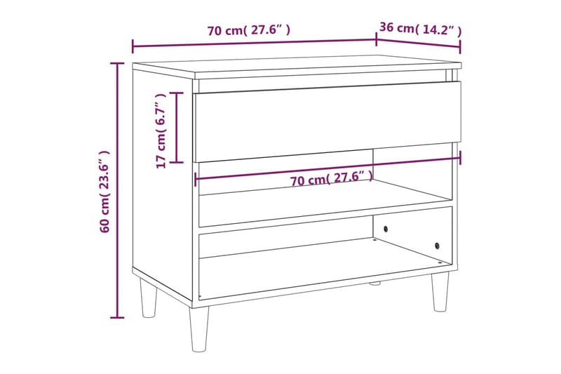 beBasic Skoskåp grå sonoma 70x36x60 cm konstruerat trä - Grey - Förvaring - Skoförvaring - Skoskåp