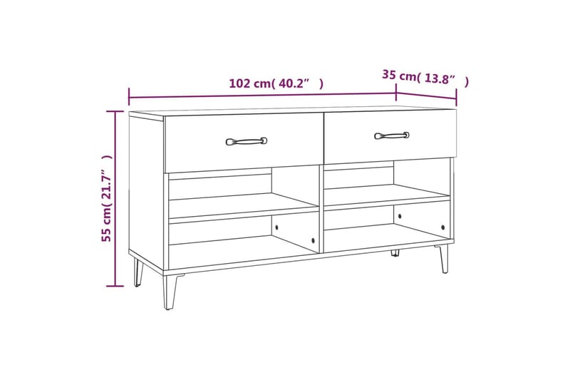 beBasic Skoskåp sonoma-ek 102x35x55 cm konstruerat trä - Brown - Förvaring - Skoförvaring - Skoskåp