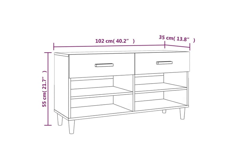 beBasic Skoskåp svart 102x35x55 cm konstruerat trä - Black - Förvaring - Skoförvaring - Skoskåp