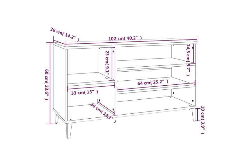 beBasic Skoskåp svart 102x36x60 cm konstruerat trä - Black - Förvaring - Skoförvaring - Skoskåp