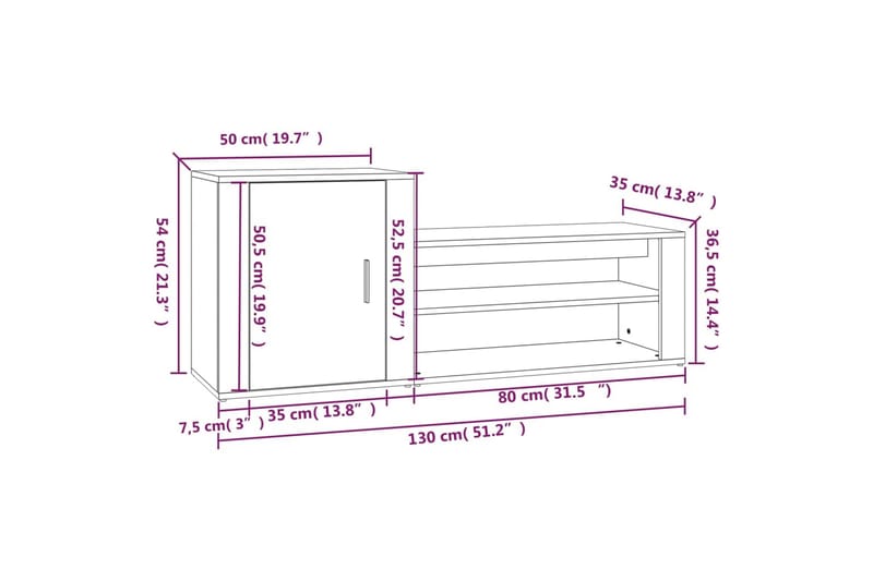 beBasic Skoskåp svart 130x35x54 cm konstruerat trä - Black - Förvaring - Skoförvaring - Skoskåp