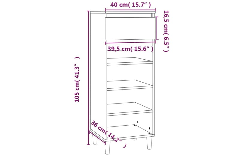 beBasic Skoskåp svart 40x36x105 cm konstruerat trä - Black - Förvaring - Skoförvaring - Skoskåp