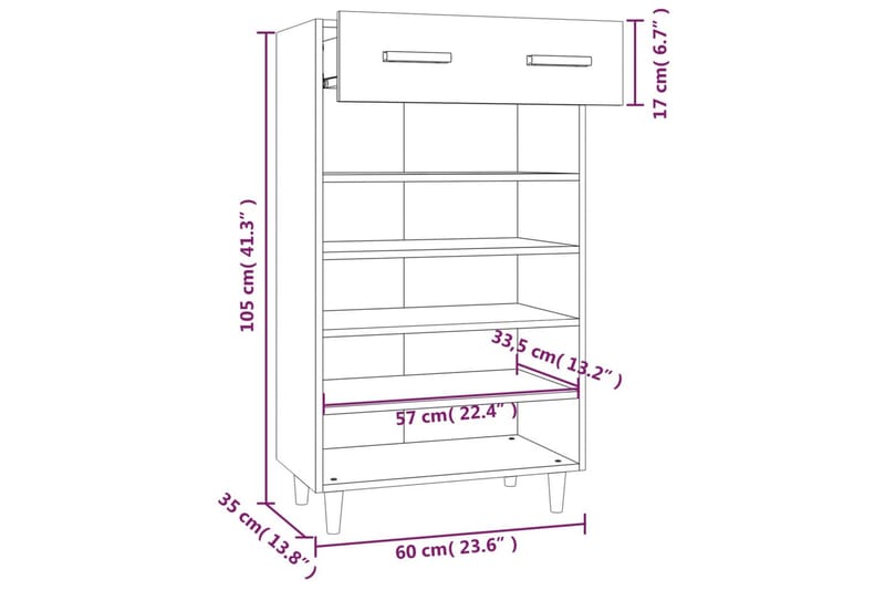 beBasic Skoskåp svart 60x35x105 cm konstruerat trä - Black - Förvaring - Skoförvaring - Skoskåp