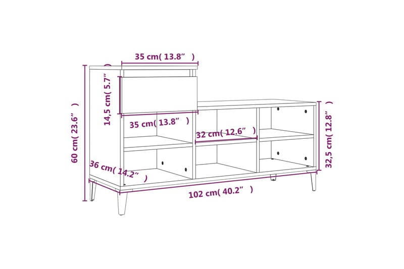 beBasic Skoskåp vit 102x36x60 cm konstruerat trä - White - Förvaring - Skoförvaring - Skoskåp