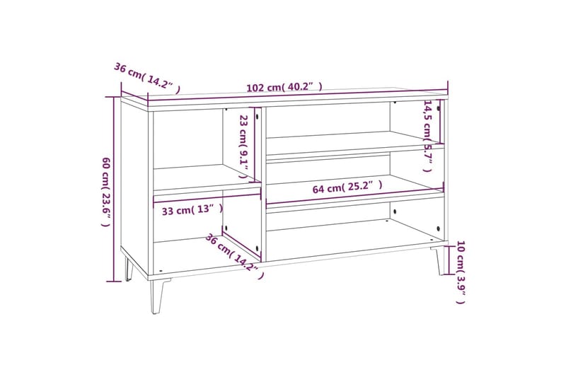 beBasic Skoskåp vit 102x36x60 cm konstruerat trä - White - Förvaring - Skoförvaring - Skoskåp