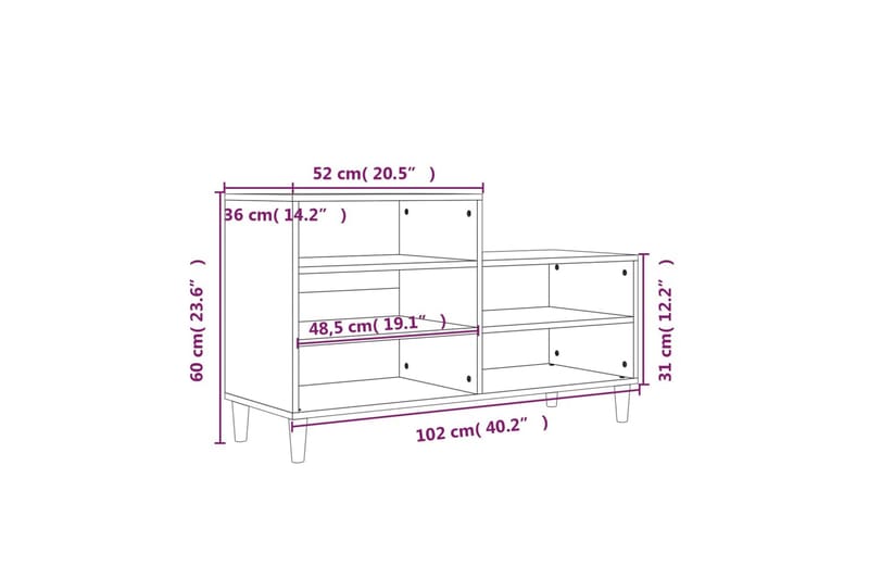 beBasic Skoskåp vit 102x36x60 cm konstruerat trä - White - Förvaring - Skoförvaring - Skoskåp